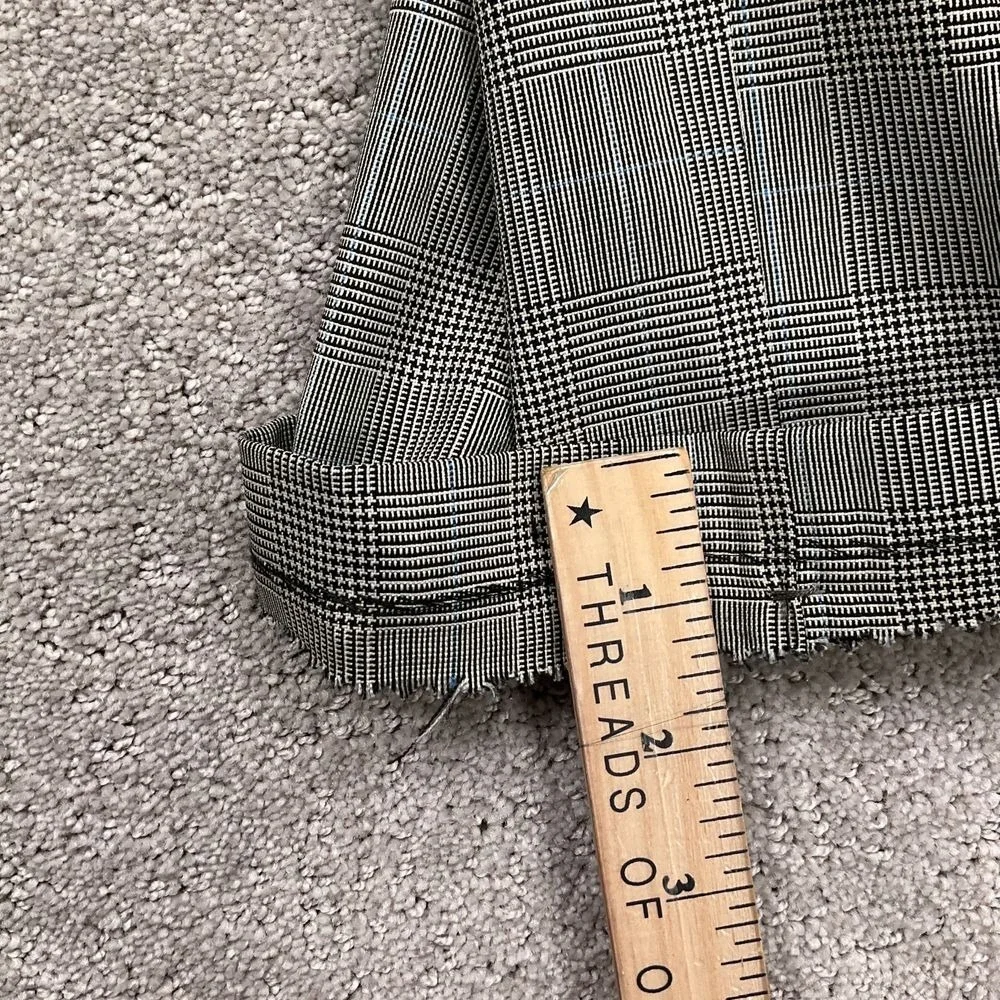 Geoffrey Beene Suit 42 33W 29L Black White Houndstooth Plaid Double Breasted 2pc